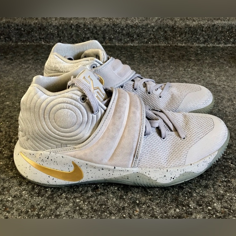 Nike Kyrie 2 Touch Factor Gray Gold Basketball 826673-050 Shoes -Kids Youth 6Y